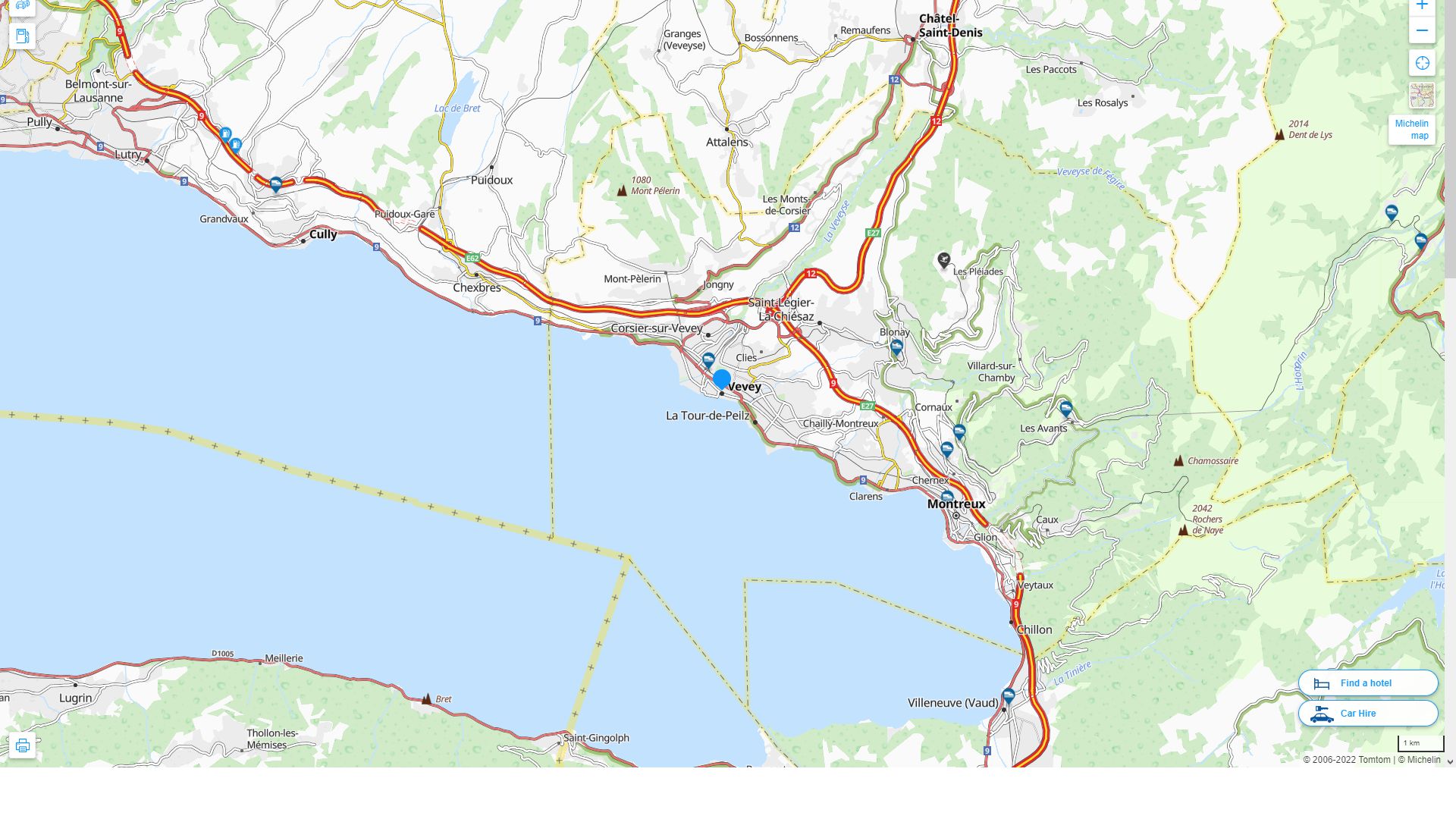 Vevey Suisse Autoroute et carte routiere